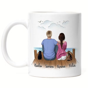 Coppia con gatti Tazza regalo personalizzato per il proprietario del gatto Amante dei gatti Coppia gatto gatto mamma papà gatto mamma gatto papà
