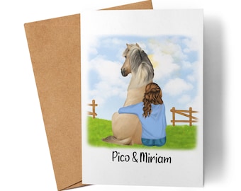 Biglietto da cavaliere, regalo personalizzato per gli amanti dei cavalli, biglietto di auguri per il proprietario del cavallo, biglietto di auguri per ragazza con motivo cavallo