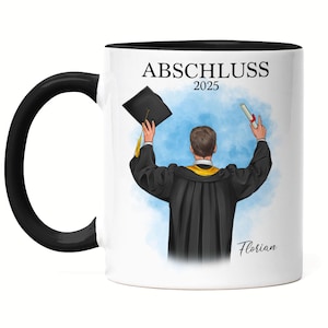Bachelor Master Tasse Schwarz 2025 Abschluss Geschenk Personalisiert Name Absolvent Doktor Mann Herren Schulabschluss Abitur Abi