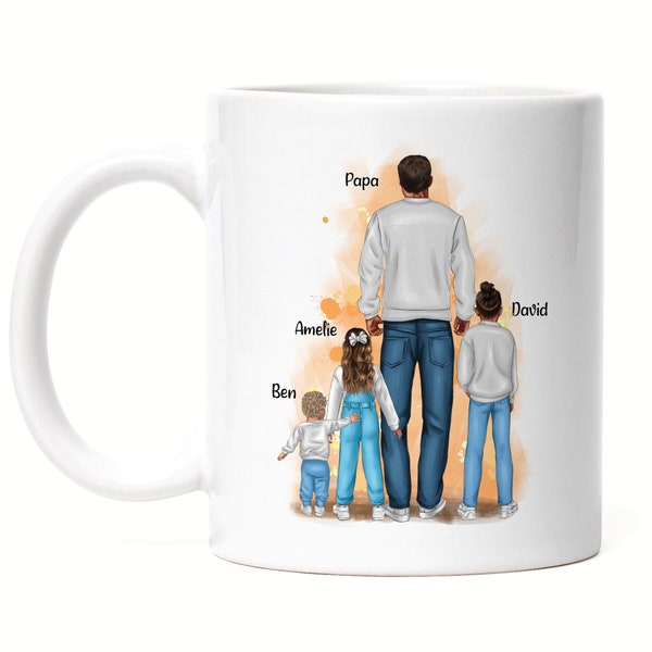 Vatertagsgeschenk Vater & Kind Tasse Personalisiert mit Namen Vatertag Sohn Tochter Baby Geschenk bester Papa Opa Individuelle Tasse