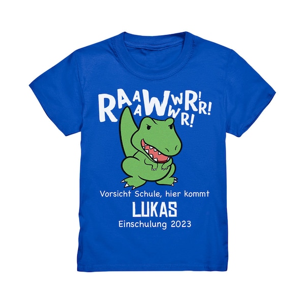 School Enrollment 2023 T-Shirt Dinosaur Back to School Gift Shirt Outfit Name Personalized Desired Name School Child Dino Boys Boys Children