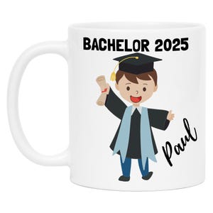 Tasse Bachelor Personalisierbar Name Haarfarbe Abschluss 2025 Absolvent Geschenk Personalisiert Graduierung Kaffeetasse Männer Herren