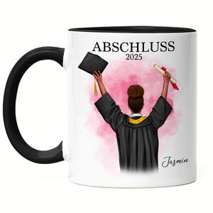 Bachelor Master Tasse Schwarz 2025 Bachelor Abschluss Geschenk Personalisiert Name Absolventin Doktor Frauen Damen Schulabschluss Abitur Abi