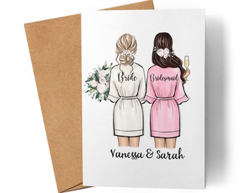 Maid of Honor Card Personalized Bridesmaid Questions Bride Question Thank You Gift for Girlfriends Bridesmaids & Bridal Party Greeting Card