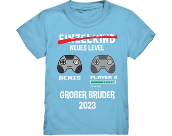 Großer Bruder 2023 T-Shirt Gaming Personalisiert Lustig Controller Geschenk Babyparty Baby Shower Ankündigung Schwangerschaft Namen