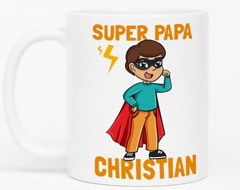 Super-Papa Tasse Vater Vatertagsgeschenk Personalisiert mit Name zum Vatertag Geburtstag Geschenkidee Vater Papa Kaffeetasse Teetasse