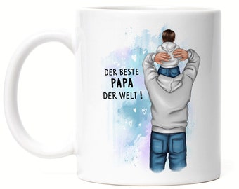 Vater Kind Tasse Vatertagsgeschenk Personalisiert Papa Kinder Baby Sohn Tochter Geschenk für Väter Vatertag Geburtstag