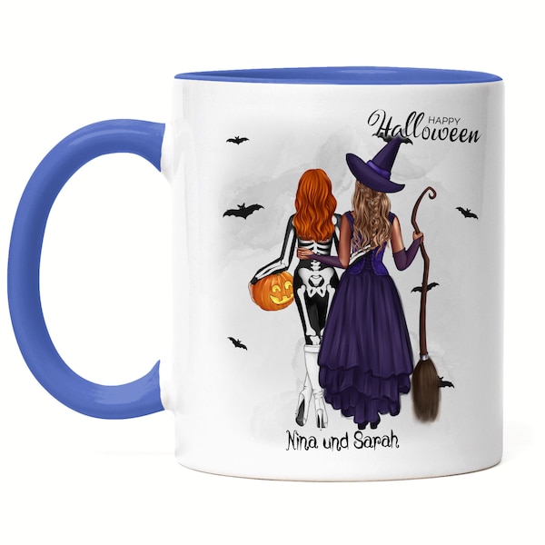 Beste Freundin Halloween Tasse Blau Hexen Hexe Personalisiert Name Best Friend Schwester Mutter Tochter Halloween Deko Freundinnen