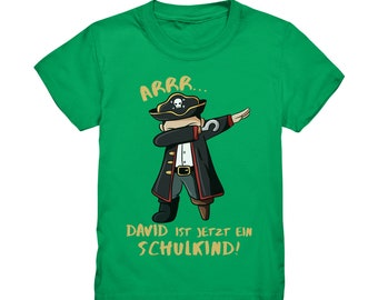 T-Shirt Einschulung Pirat Piraten Schulanfang Geschenk Shirt Outfit Name Personalisiert Wunschname Schulkind Jungs Jungen Schule Kinder