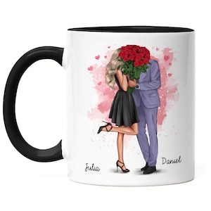 Couple Mug Black Personalized Valentine's Day Name for Him You Anniversary Gift Couple Friend Girlfriend Individual Pair Mugs