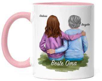 Oma Tasse Rosa Personalisiert Oma & Enkelin Tochter Besonderes Oma Geschenk Muttertag Weihnachten Geburtstagsgeschenk Beste Oma Spruch
