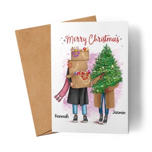 Biglietto di auguri di Natale per amiche, biglietto di buon Natale per la migliore amica, biglietto di auguri personalizzato, buono regalo, buono di auguri di Natale