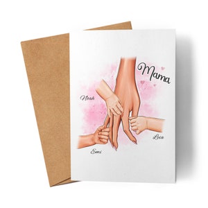 Biglietto per la festa della mamma personalizzato per mamma, figlio, figlia, regalo per bambini. Biglietto per la festa della mamma