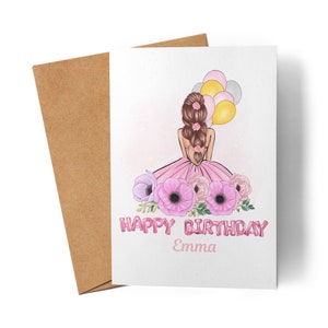 Cartão de aniversário individual | Presente personalizável para meninas e mulheres | Com seu próprio nome | Para aniversários de 12, 14, 16 e 18 anos