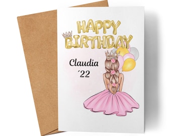 Carte d'anniversaire personnalisée pour filles et femmes – Cadeau parfait pour les 12 13 14 16 et 18 anniversaires.