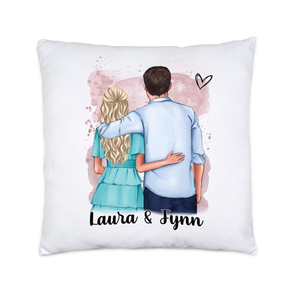 Pärchen Kissen Valentinstag Personalisiert Name für Ihn Sie Jahrestag Partner Kissen Beziehung Geschenk Freund Freundin 40x40cm