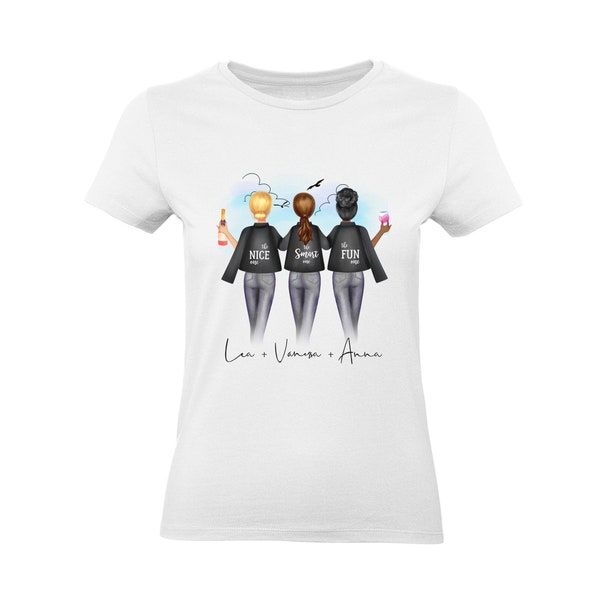 3 amiche T-shirt regalo personalizzato Nome tre migliori amici Migliori amici Fidanzata Regalo Sorella Personalizza vestito