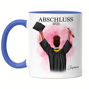 Bachelor Master Tasse Blau 2025 Bachelor Abschluss Geschenk Personalisiert Name Absolventin Doktor Frauen Damen Schulabschluss Abitur Abi