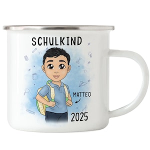 Schoolchild 2025 Enamel Mug Personalized Gift for Back to School Boy School Enrollment Gift First Day of School Gift Idea Enrollment