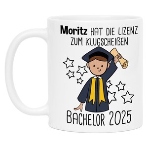 Tasse "Lizenz zum Klugscheißen" Bachelor Abschluss Absolvent Geschenk Personalisiert Name Geschenkidee Graduierung Kaffeetasse Männer Herren