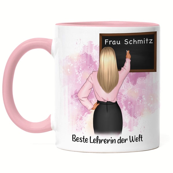 Lehrerin Tasse Rosa Personalisiert Abschluss Geschenk Referendariat Abschiedsgeschenk Klassenlehrerin Beste Lehrerin Abschied Dankeschön