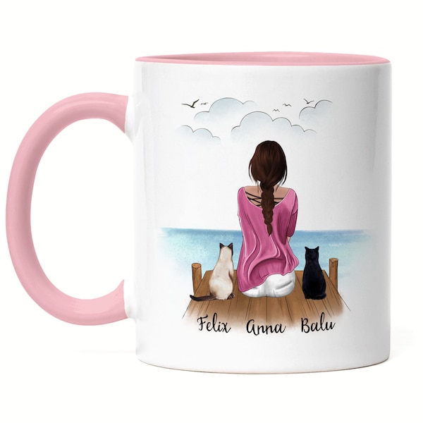 Katzenmama Tasse Rosa Personalisiert Katzenbesitzer Geschenk Katzenliebhaber Katzen Cat Mom Katzenfan Katzenmotiv Individuell Wunschname