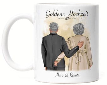 Goldene Hochzeit Tasse Personalisiert Goldhochzeit Bild Hochzeitstag Geschenk 50. Hochzeitstag Jubiläum für Paare