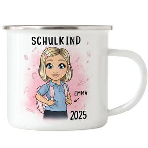 Schoolchild 2025 Enamel Mug Personalized Gift for Back to School Girl School Enrollment Gift First Day of School Gift Idea Enrollment