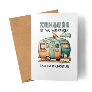 Zuhause ist wo wir Parken personalisierte Karte mit Wunschnamen für Camper Pärchen Glückwunschkarte Geburtstag Wohnmobil Wohnwagen