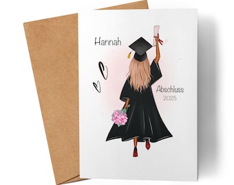 Bachelor Master Abitur 2025 kaart Afstudeercadeau Gepersonaliseerde naam Afgestudeerde dokter Gefeliciteerd kaart Afstudeerkaart Abi