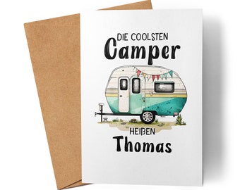 The coolest camper hot card personalized with desired name caravan mobile home father's day birthday card camping decoration birthday