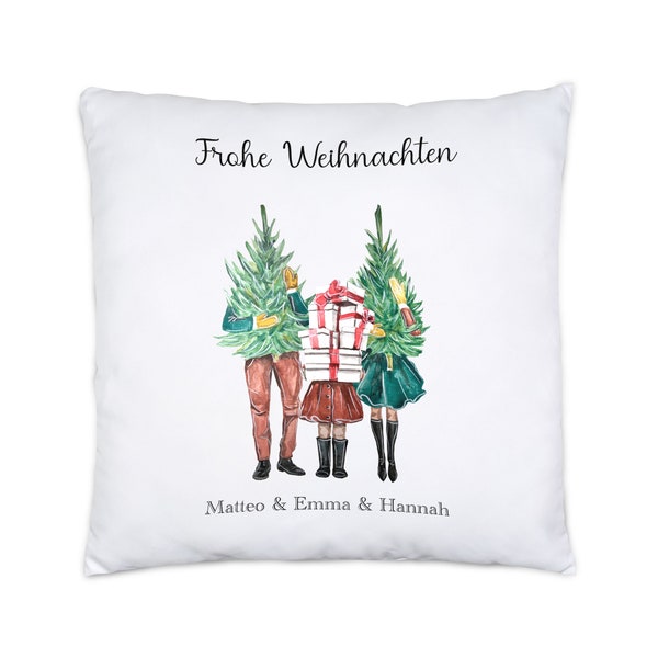 Weihnachtskissen Personalisiert Familie Kissen Idee Geschenk Eltern Kinder Persönlich Nikolaus Weihnachten Xmas Geschenk