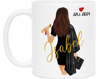 Abschluss 2024 Tasse Bachelor Master Absolventin Geschenk Personalisiert Name Graduierung Kaffeetasse Frauen Damen Personalisieren