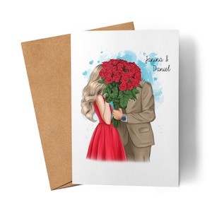 Couple Valentine's Day Card Personalized with Name for Him & Her Anniversary Gift Couple Friend Girlfriend Valentine's Day Gift