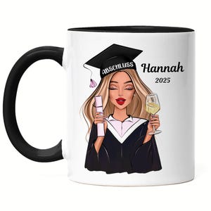Tasse Abschluss 2025 Bachelor Master Absolventin, Abitur 2026 Geschenk, Tasse Master, Geschenk Bachelor Abschluss, Schulabschluss, Schwarz