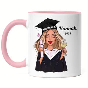 Tasse Abschluss 2025 Bachelor Master Absolventin, Abitur 2026 Geschenk, Tasse Master, Geschenk Bachelor Abschluss, Schulabschluss, Rosa