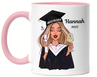 Cup Graduation 2025 Bachelor Master Graduate, Abitur 2026 Gift, Cup Master, Gift Bachelor Degree, School Graduation, Pink