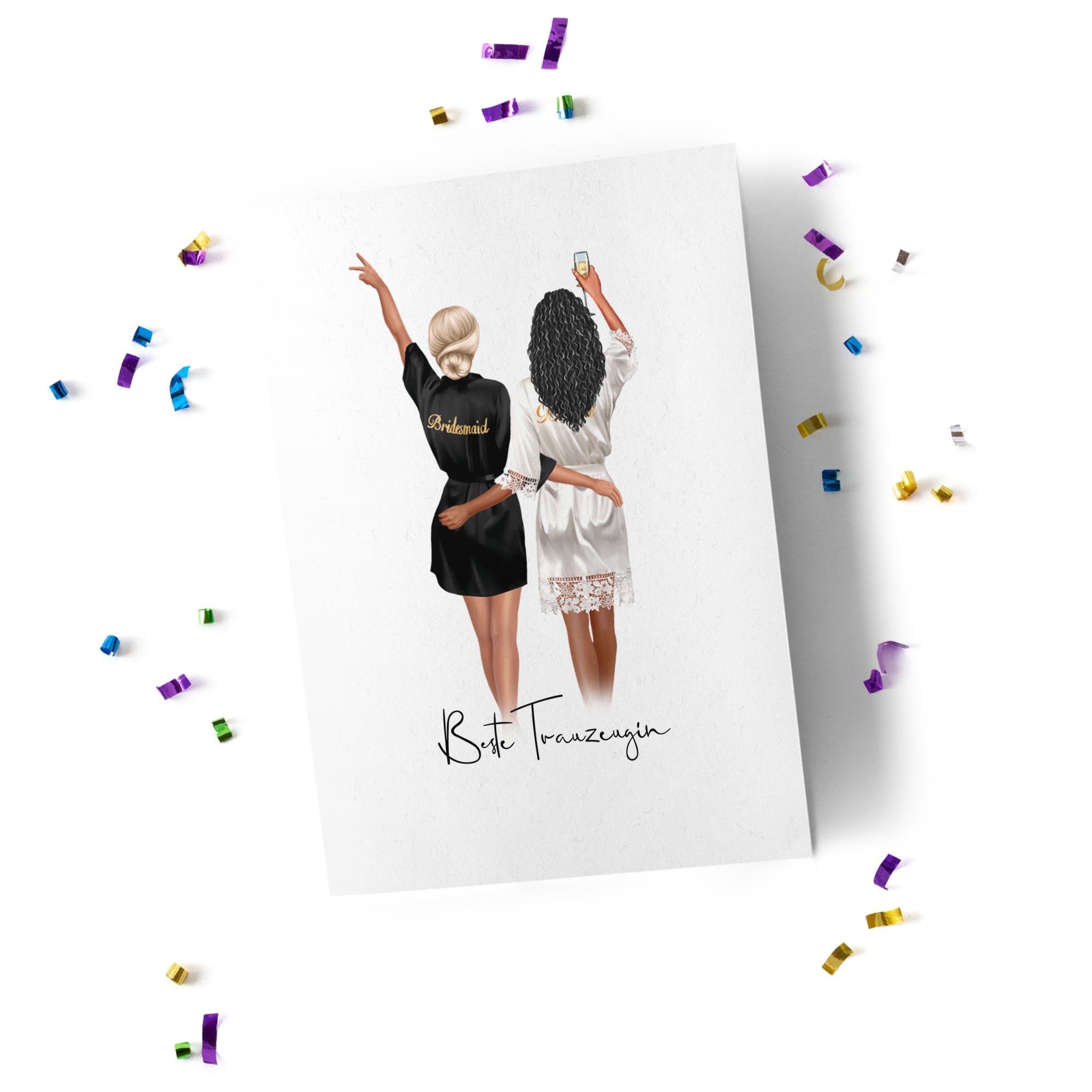 Willst Du Meine Patentante Sein Braut Und Brautjungfer Bild Personalisiert  | Trauzeugin Für Einen Tag Danke Karte, image size:2000x2000