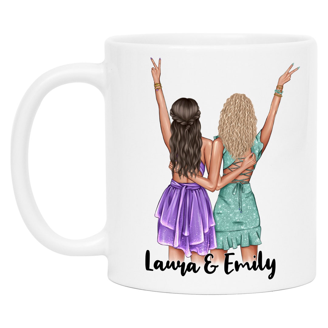 Personalisiert Tasse Für 4 Beste Freundinnen – Individuell Mit Namen, Frisur & Getränk