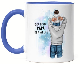 Father Child Cup Blue Father's Day Gift Personalized Papa Kids Baby Son Daughter Gift for Fathers Father's Day Birthday