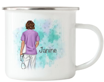 Krankenschwester Emaille Tasse Personalisiert Ärztin Pflegerin Pflegekraft Heldin Kollegin Freundin mit Name & Spruch