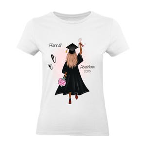 Bachelor Master Abitur 2025 T-Shirt Abschluss Geschenk Personalisiert Name Absolventin Doktor Frauen Damen Schulabschluss Abi