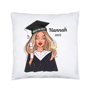 Bachelor Master Abitur 2025 Kissen Abschluss Personalisiert Geschenk Name Absolventin Doktor Damen Frauen Schulabschluss Abi