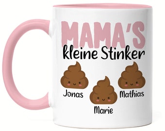 Mom's Little Stinker Cup Pink Funny Personalized with Name Mother's Day Poop Pile Gift Mom Kids Little