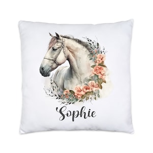 Pferde Kissen Personalisiert Mädchen Kinder Pferdemädchen Pony Geschenk Namenskissen mit Namen Pferdemotiv