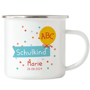 Cup Enamel School Child School Enrollment Gift Drinking Cup with Name Date Personalized Name First Day of School Boys Girls