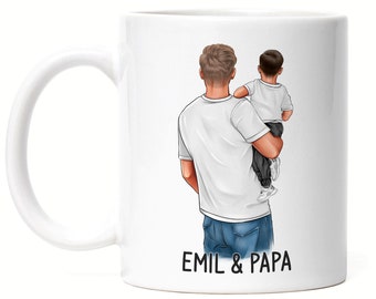 Vatertagsgeschenk Vater & Sohn Tasse Personalisiert mit Namen Vatertag Sohn Baby Kinder Geschenk bester Papa Opa Individuelle Tasse