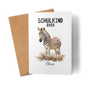 Cartão de matrícula escolar 2025, cartão personalizado para o início da escola, presente de matrícula para meninos e meninas, primeiro dia de aula, zebra