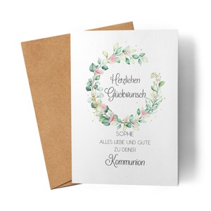 Carte de communion fille carte de communion cadeau d'argent personnalisé dictons félicitations pour la première carte de félicitations de communion