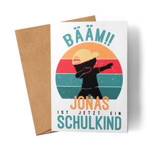 Schulkind Karte Junge Bääm Schulkind Personalisiert Einschulung Schuleinführung Geschenk Einschulungsgeschenk Einschulungskarte